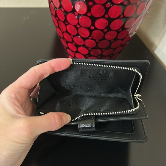 Kate Spade NWT Black Madison Medium Compact Bifold Wallet with Crystal Inlay - Picture 11 of 15